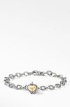 DAVID YURMAN CABLE COOKIE CLASSIC HEART CHARM BRACELET WITH 18K YELLOW GOLD,B14857 S8S