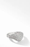 David Yurman 18k Yellow Gold Or 18k White Gold Mini Chevron Pinky Ring With Pave Diamonds In Diamond