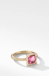 David Yurman Petite Chatelaine® Pavé Bezel Ring In Pink Tourmaline