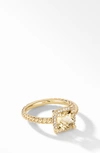 David Yurman Petite Chatelaine® Pavé Bezel Ring In Champagne Citrine