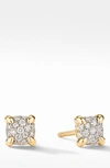 David Yurman Petite Chatelaine Stud Earrings In 18k Yellow Gold With Diamonds In Diamond