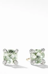 David Yurman Chatelaine Stud Earrings With Prasiolite And Diamonds In Prasiolite