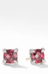 David Yurman Chatelaine Stud Earrings With Rhodalite Garnet And Diamonds In Rhodalite Garnet