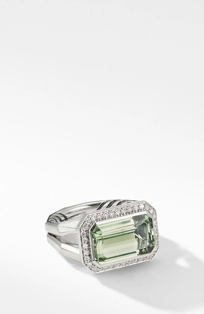 David Yurman Sterling Silver Novella Statement Ring With Gemstones And Pavé Diamonds In Prasiolite