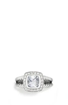 David Yurman Albion Petite Ring With Semiprecious Stone & Diamonds In White Topaz