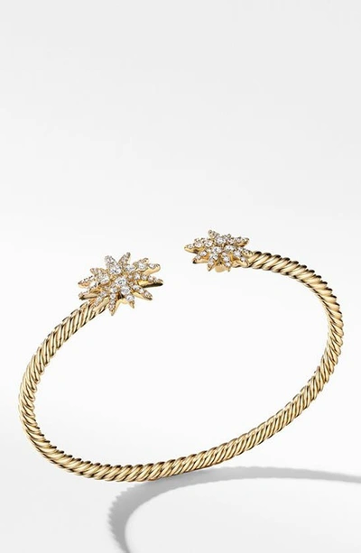 David Yurman Starburst Open Cable Bracelet In 18k Yellow Gold With Diamonds
