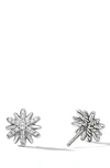 David Yurman Sterling Silver Petite Starburst Stud Earrings With Diamonds In Diamond/ Silver