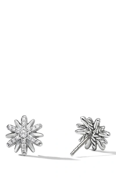 David Yurman Sterling Silver Petite Starburst Stud Earrings With Diamonds