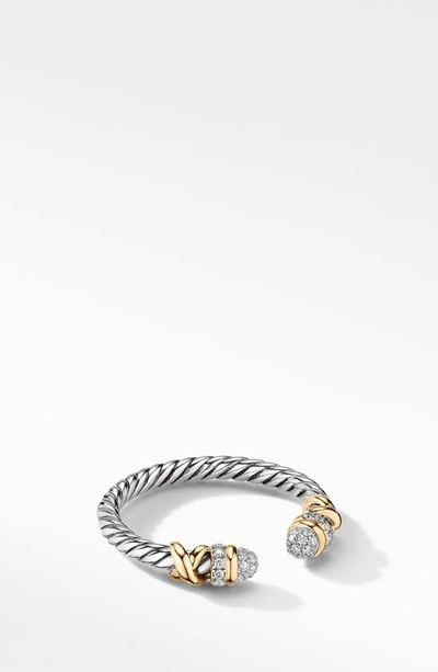 David Yurman Women's Petite Helena Open Ring With 18k Yellow Gold And Pavé Diamonds