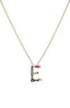 Panacea Multicolor Crystal Initial Pendant Necklace In Multi - E