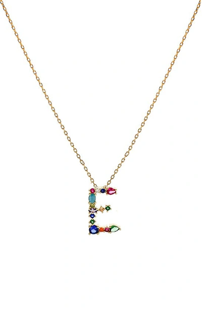 Panacea Multicolor Crystal Initial Pendant Necklace In Multi - E