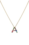 Panacea Multicolor Crystal Initial Pendant Necklace In Multi - A