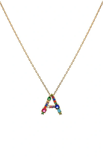 Panacea Multicolor Crystal Initial Pendant Necklace In Multi - A