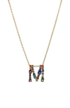 Panacea Multicolor Crystal Initial Pendant Necklace In Multi - M