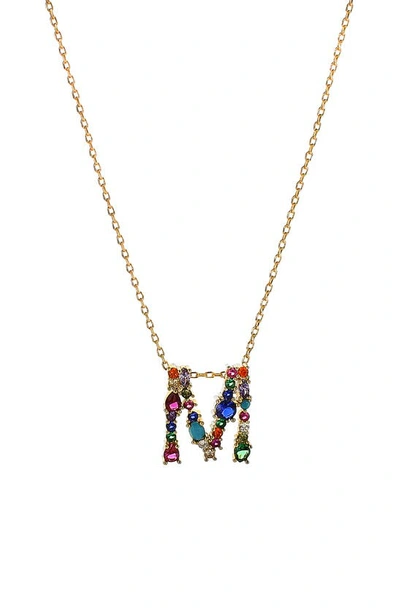 Panacea Multicolor Crystal Initial Pendant Necklace In Multi - M