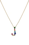 Panacea Multicolor Crystal Initial Pendant Necklace In Multi - J