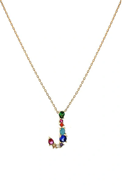 Panacea Multicolor Crystal Initial Pendant Necklace In Multi - J