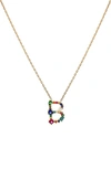 Panacea Multicolor Crystal Initial Pendant Necklace In Multi - B