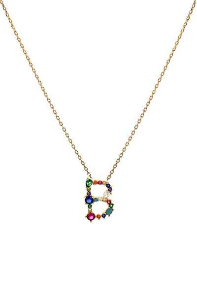 Panacea Multicolor Crystal Initial Pendant Necklace In Multi - B