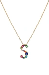 Panacea Multicolor Crystal Initial Pendant Necklace In Multi - S