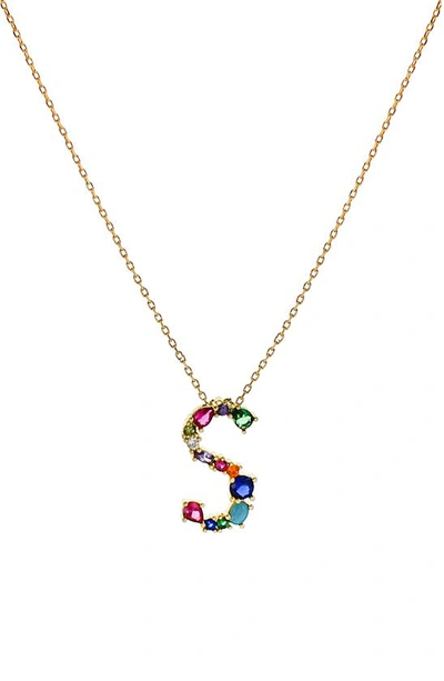 Panacea Multicolor Crystal Initial Pendant Necklace In Multi - S