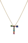 Panacea Multicolor Crystal Initial Pendant Necklace In Multi - T