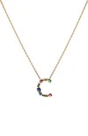 Panacea Multicolor Crystal Initial Pendant Necklace In Multi - C
