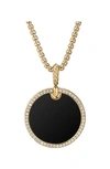 David Yurman Dy Elements Disc Pendant In 18k Yellow Gold With Black Onyx