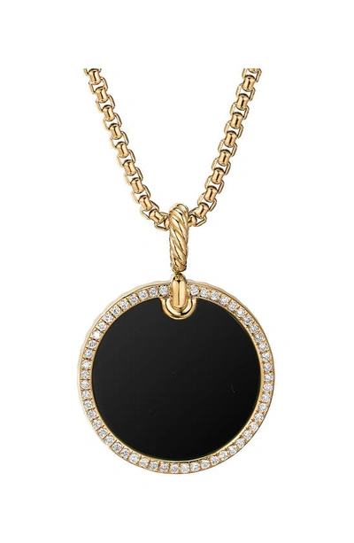 David Yurman Dy Elements Disc Pendant In 18k Yellow Gold With Black Onyx In Black Onyx/ Yellow Gold