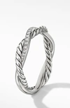 David Yurman Sterling Silver Petite Infinity Diamond Huggie Hoop Earrings In Diamond/ Silver