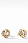 David Yurman 18k Yellow Gold Petite Infinity Stud Earrings With Diamonds In Diamond/ Yellow Gold