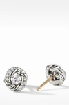 David Yurman Sterling Silver Petite Infinity Stud Earrings With Diamonds In Diamond/ Silver