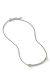 David Yurman Petite X Bar Pendant Necklace In Silver/ Yellow Gold