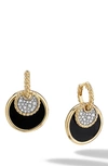 David Yurman Dy Elements Convertible Drop Earrings In 18k Yellow Gold With Black Onyx And Mother-of-pearl And Pav In Black Onyx / Yellow Gold
