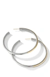 David Yurman 18kt Yellow Gold And Sterling Silver Crossover Hoop Earrings In Silver/ Yellow Gold
