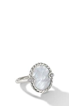 David Yurman Elements Stone & Pavé Diamond Ring In Mother Of Pearl/ Silver