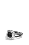 David Yurman Albion Petite Ring With Semiprecious Stone & Diamonds In Onyx