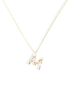 Girls Crew Flutterfly Stone Initial Necklace In Gold-plated- M