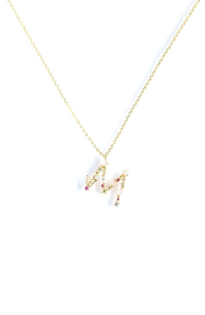 Girls Crew Flutterfly Stone Initial Necklace In Gold-plated- M