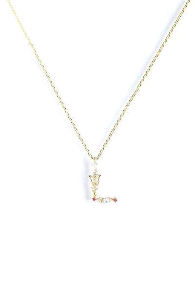 Girls Crew Flutterfly Stone Initial Necklace In Gold - L