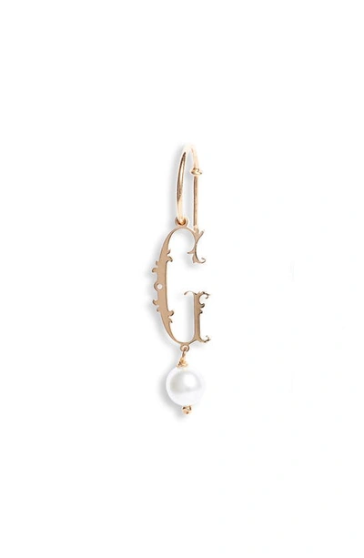 Simone Rocha Initial Imitation Pearl Hoop Earring In Gold/ Pearl-g