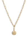 Bracha Initial Medallion Y-necklace In Gold - W