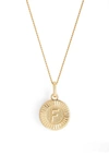 Bracha Initial Medallion Pendant Necklace In Gold - F