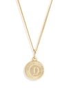 Bracha Initial Medallion Pendant Necklace In Gold - D