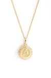 Bracha Initial Medallion Pendant Necklace In Gold - A