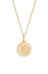 Bracha Initial Medallion Pendant Necklace In Gold - P