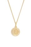 Bracha Initial Medallion Pendant Necklace In Gold - E