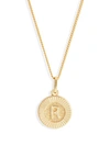 Bracha Initial Medallion Pendant Necklace In Gold - R