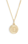 Bracha Initial Medallion Pendant Necklace In Gold - T