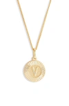 Bracha Initial Medallion Pendant Necklace In Gold - V